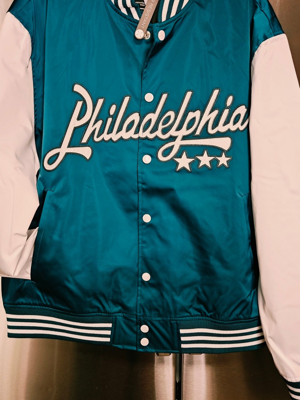 Philadelphia Satin Varsity Jacket Eagles Green New Sizes S-2XL - Picture 3 of 11